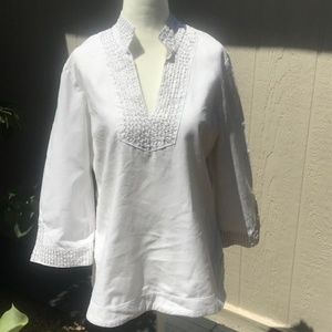 Kenar White Linen Tunic